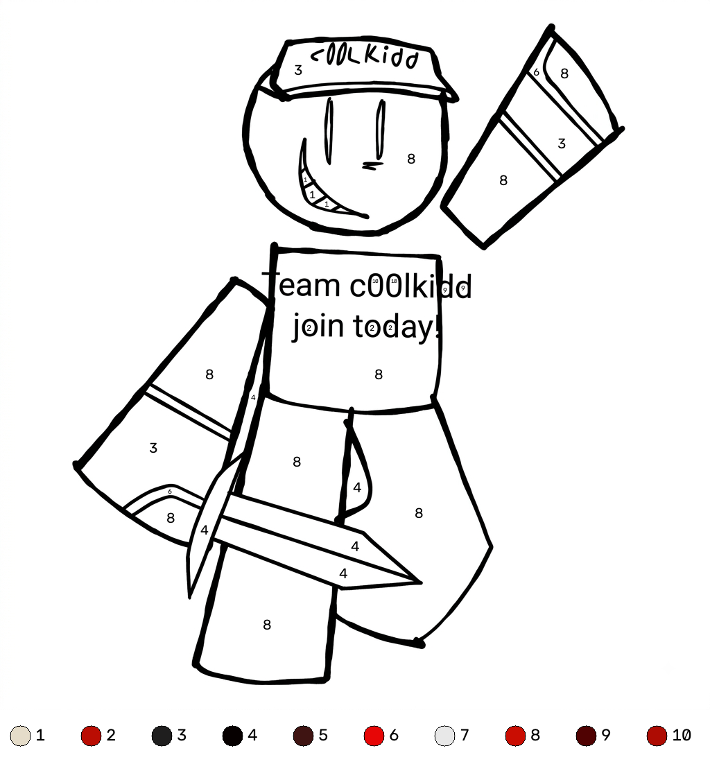 páginas para colorear para adultos C00lKidd Roblox coloring by numbers