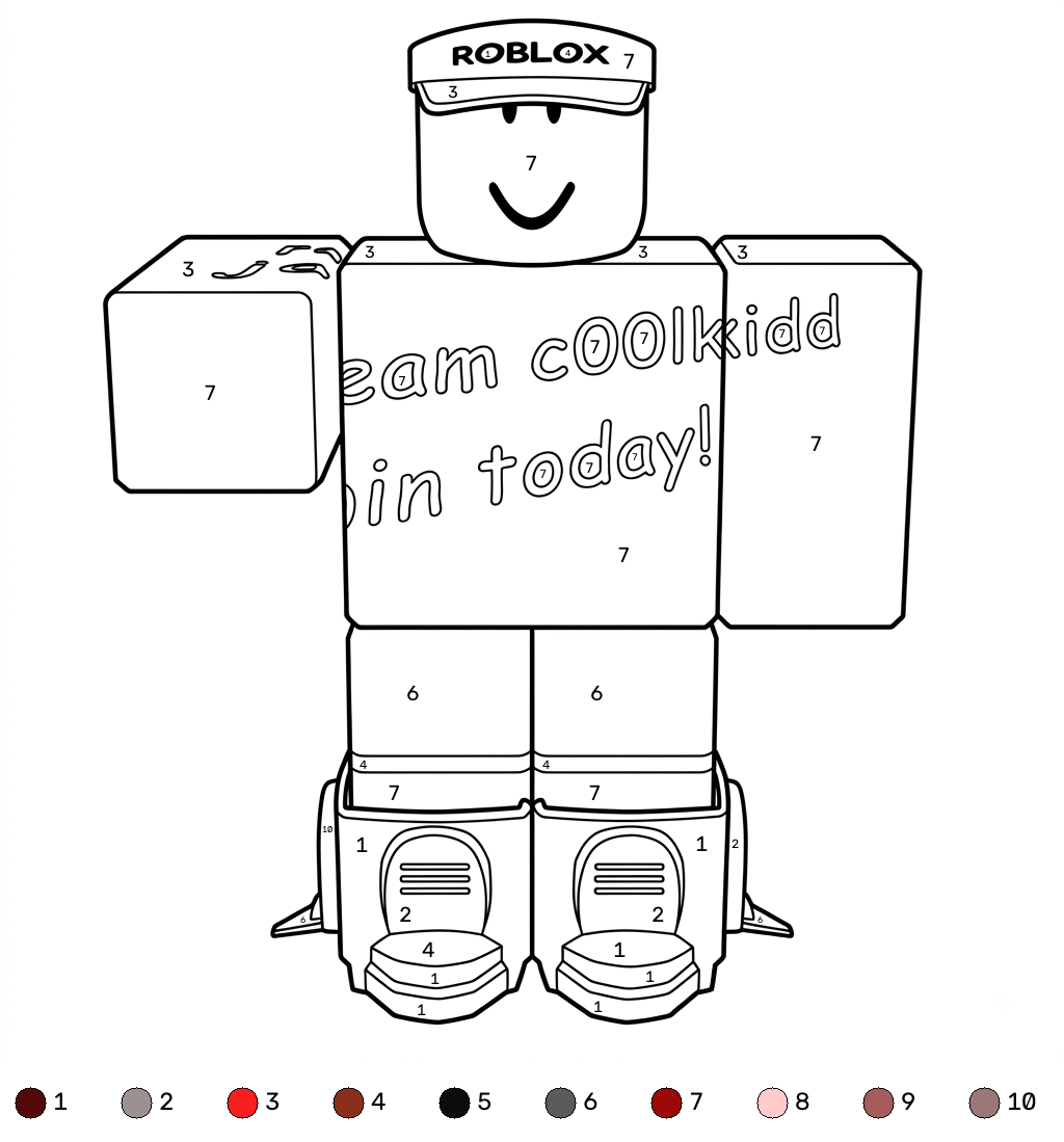 páginas para colorear imprimibles C00lKidd Roblox coloring by numbers