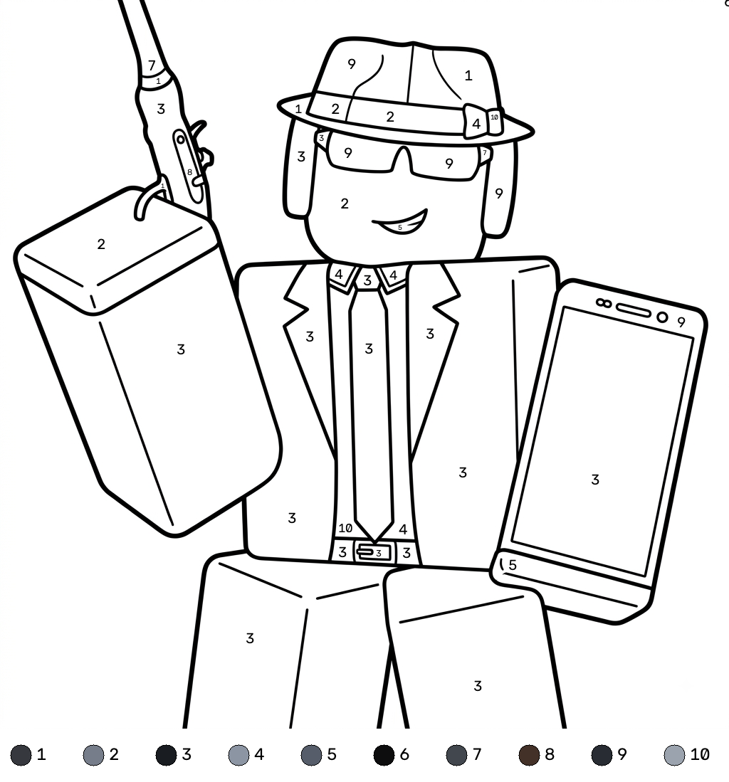 páginas para colorear gratis Chance Roblox coloring by numbers para adultos