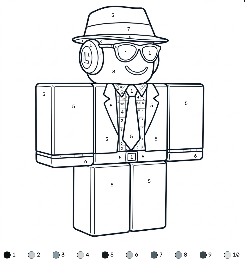 Chance Roblox coloring by numbers páginas para colorear para adultos 1