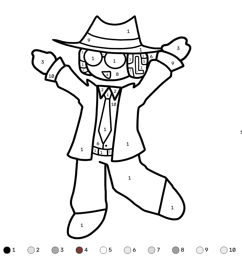 Chance Roblox coloring by numbers páginas para colorear para adultos