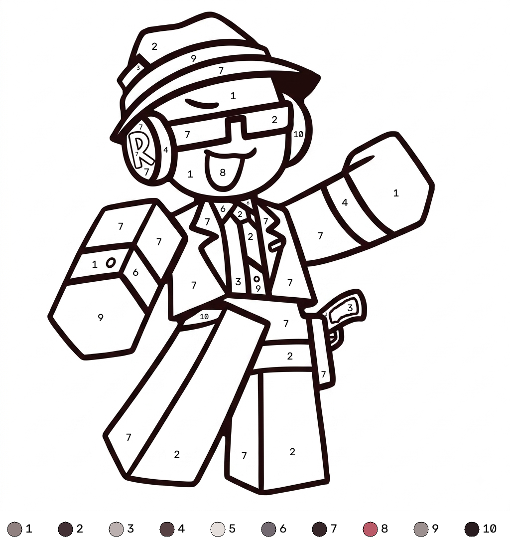 lindas páginas para colorear Chance Roblox coloring by numbers 1