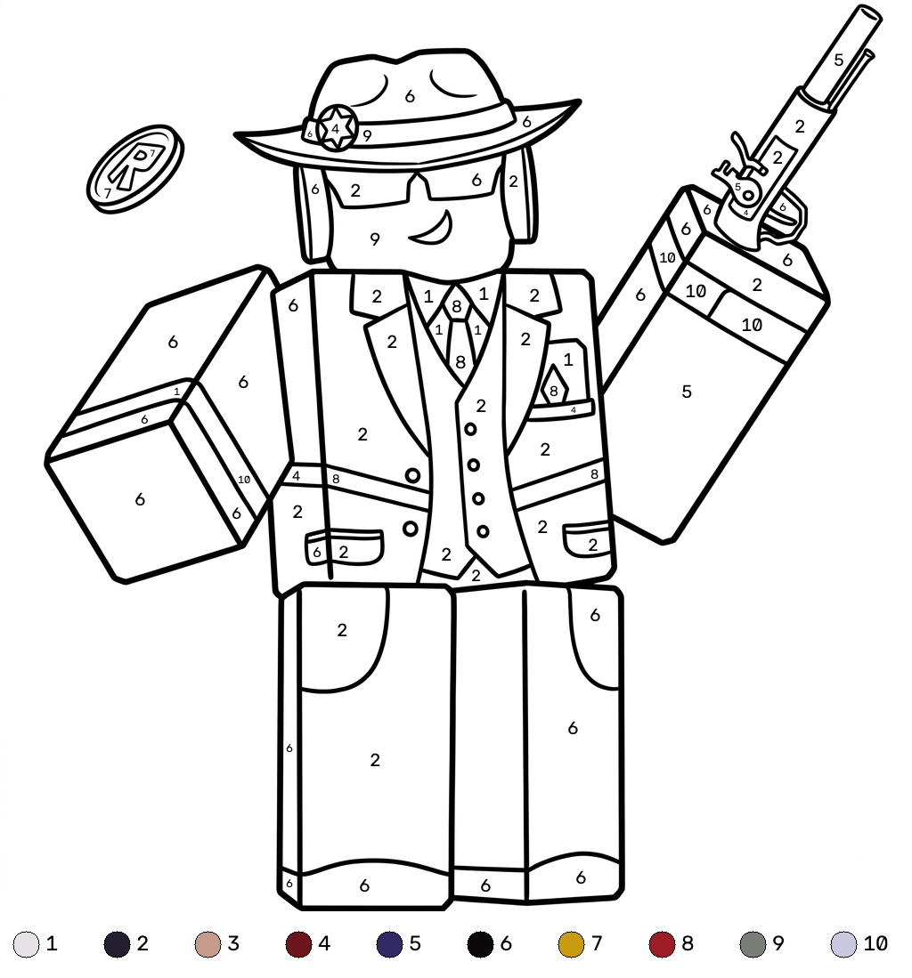 páginas para colorear lindas y fáciles de Chance Roblox coloring by numbers