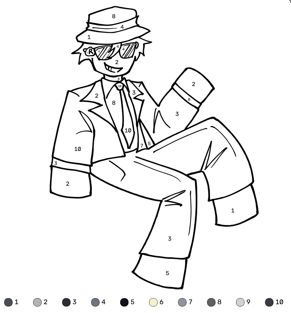 páginas para colorear para imprimir gratis Chance Roblox coloring by numbers
