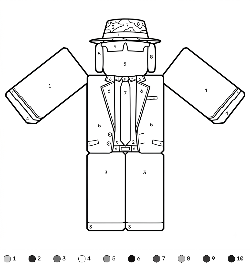 Chance Roblox coloring by numbers páginas para colorear pdf