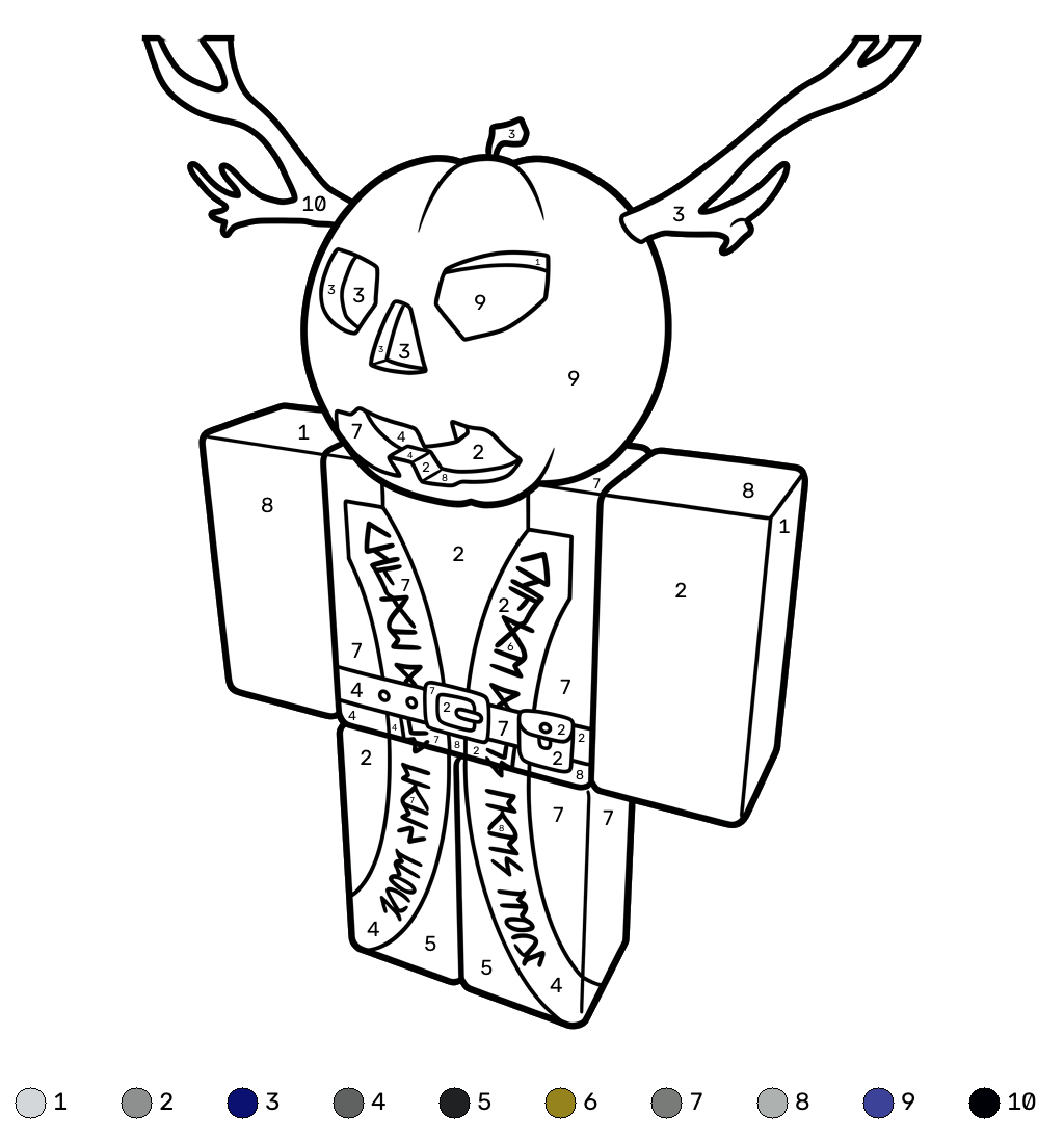 Dusekkar Roblox 21 páginas para colorear detalladas de Dusekkar Roblox coloring by number para adultos