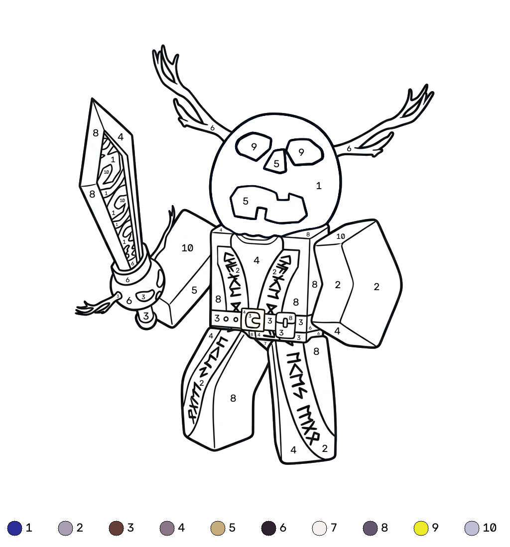 Dusekkar Roblox 17 páginas para colorear imprimibles gratis Dusekkar Roblox coloring by number