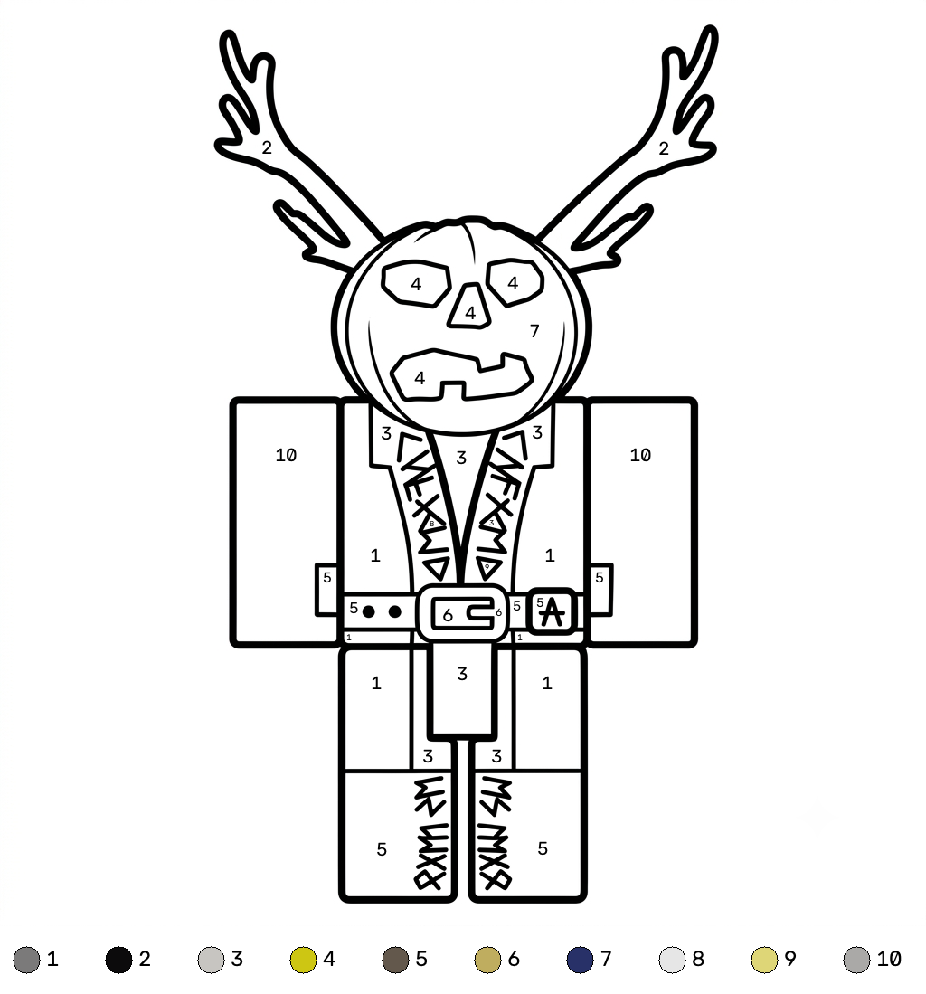 Dusekkar Roblox 16 páginas para colorear imprimibles Dusekkar Roblox coloring by number para adultos