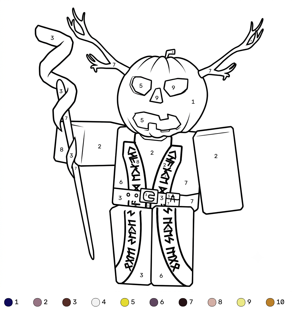 Dusekkar Roblox 15 páginas para colorear gratis Dusekkar Roblox coloring by number para niños