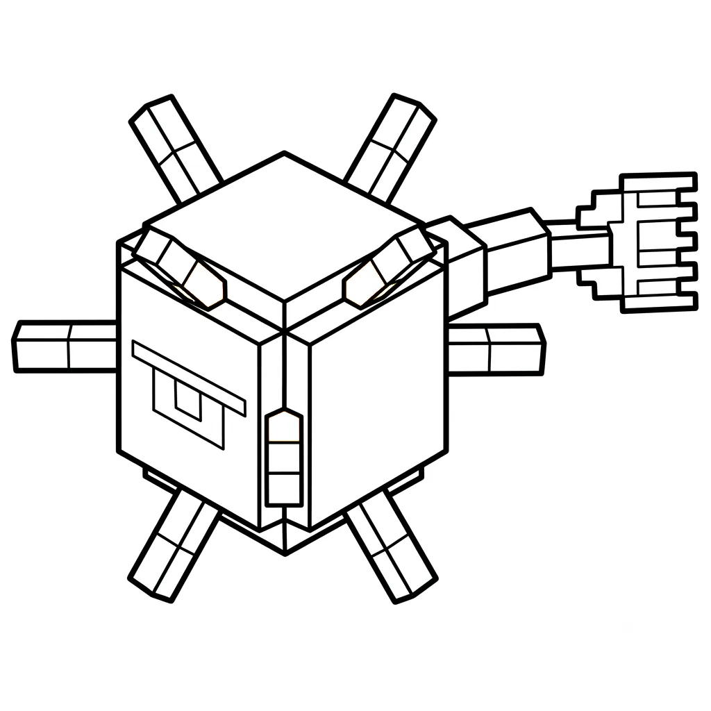 Elder Guardian Minecraft 9 páginas para colorear kawaii lindas Elder Guardian Minecraft