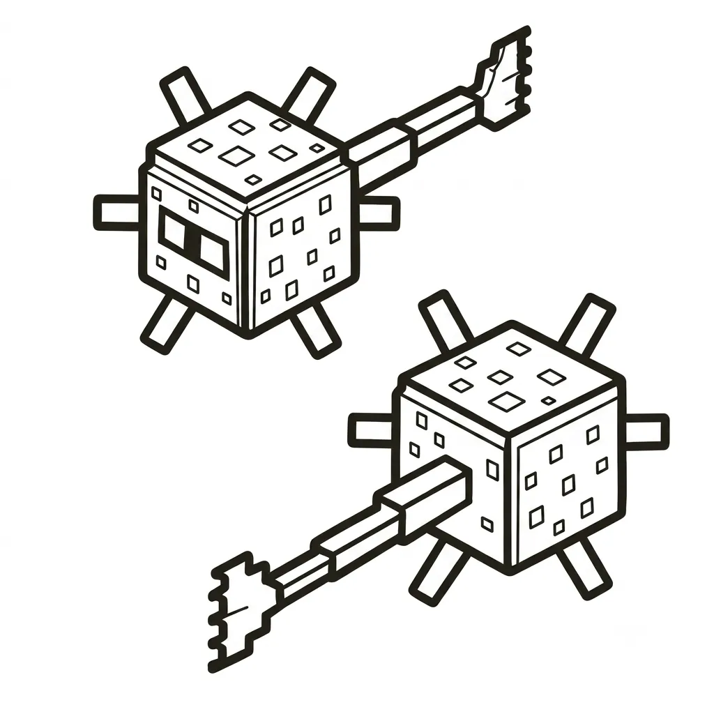 Elder Guardian Minecraft 6 páginas para colorear lindas y fáciles de Elder Guardian Minecraft