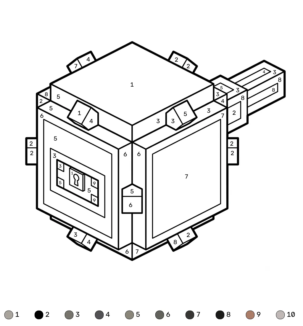 Elder Guardian Minecraft 12 páginas para colorear gratis Elder Guardian Minecraft coloring by numbers para adultos