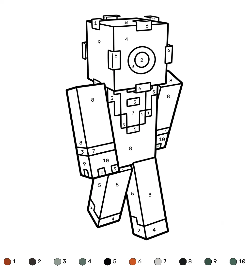 Elder Guardian Minecraft 13 páginas para colorear gratis para adultos Elder Guardian Minecraft coloring by numbers
