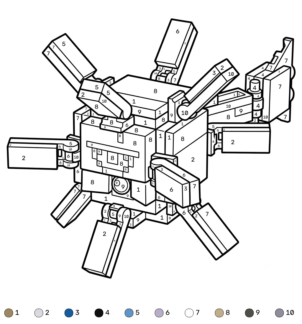 Elder Guardian Minecraft 19 páginas para colorear fáciles de Elder Guardian Minecraft coloring by numbers