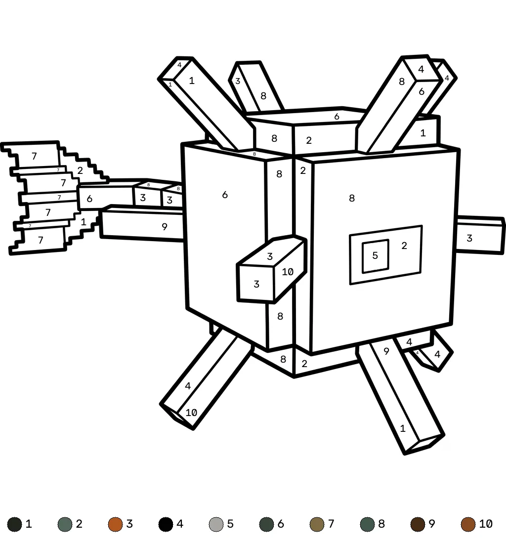 Elder Guardian Minecraft 16 Elder Guardian Minecraft coloring by numbers dibujos para colorear grinch