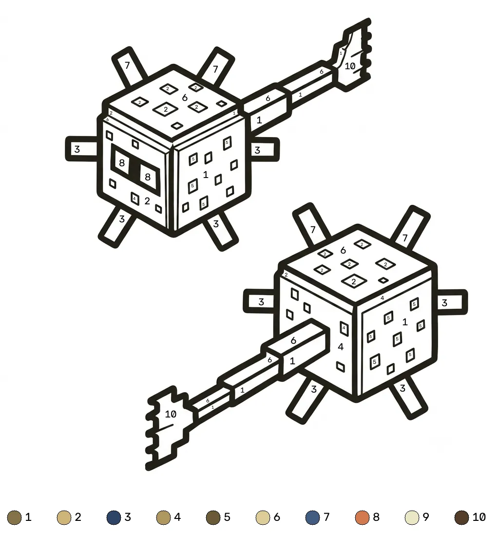 Elder Guardian Minecraft 15 páginas para colorear para imprimir gratis Elder Guardian Minecraft coloring by numbers 1