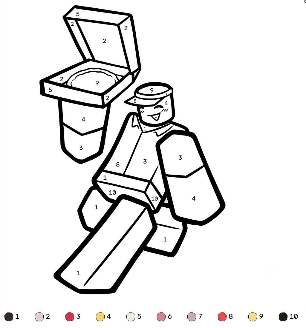 páginas para colorear imprimibles Elliot Roblox Coloring by Numbers