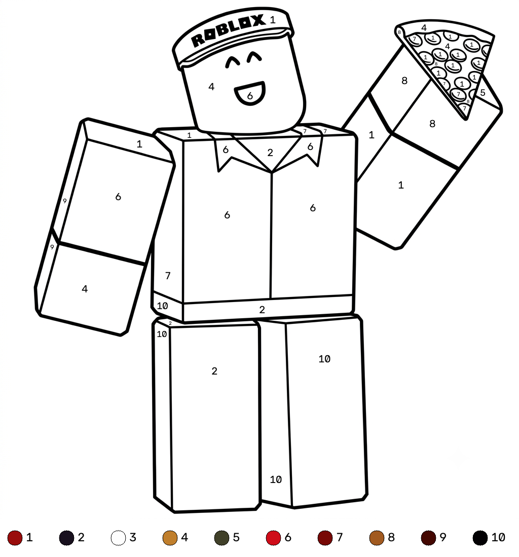 páginas para colorear Elliot Roblox Coloring by Numbers imprimibles gratis