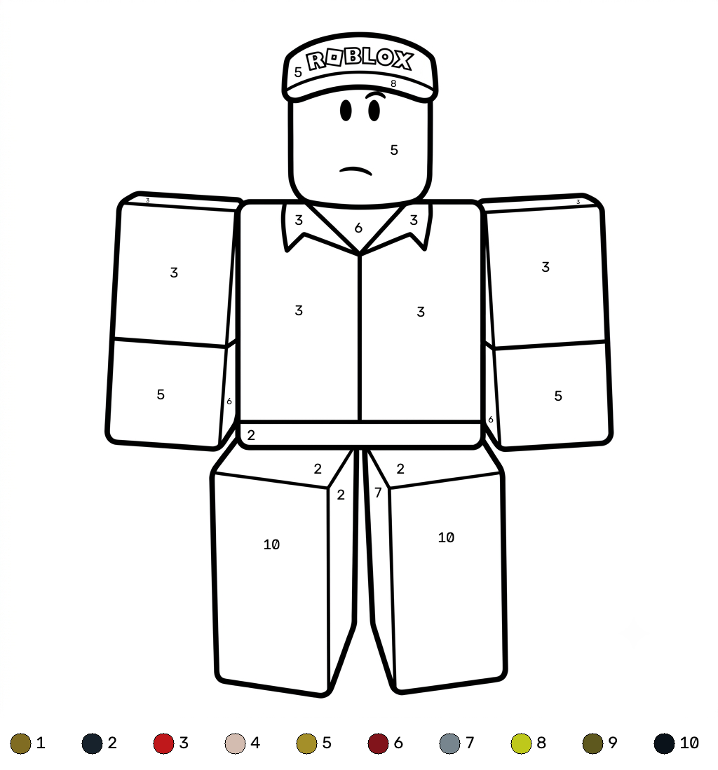 Elliot Roblox Coloring by Numbers páginas para colorear imprimibles