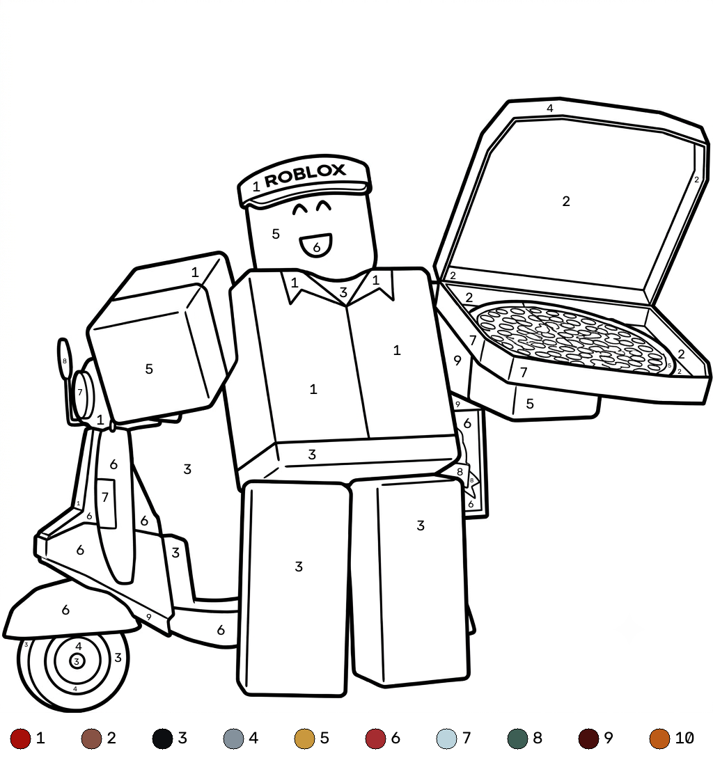 páginas para colorear para adultos Elliot Roblox Coloring by Numbers 1
