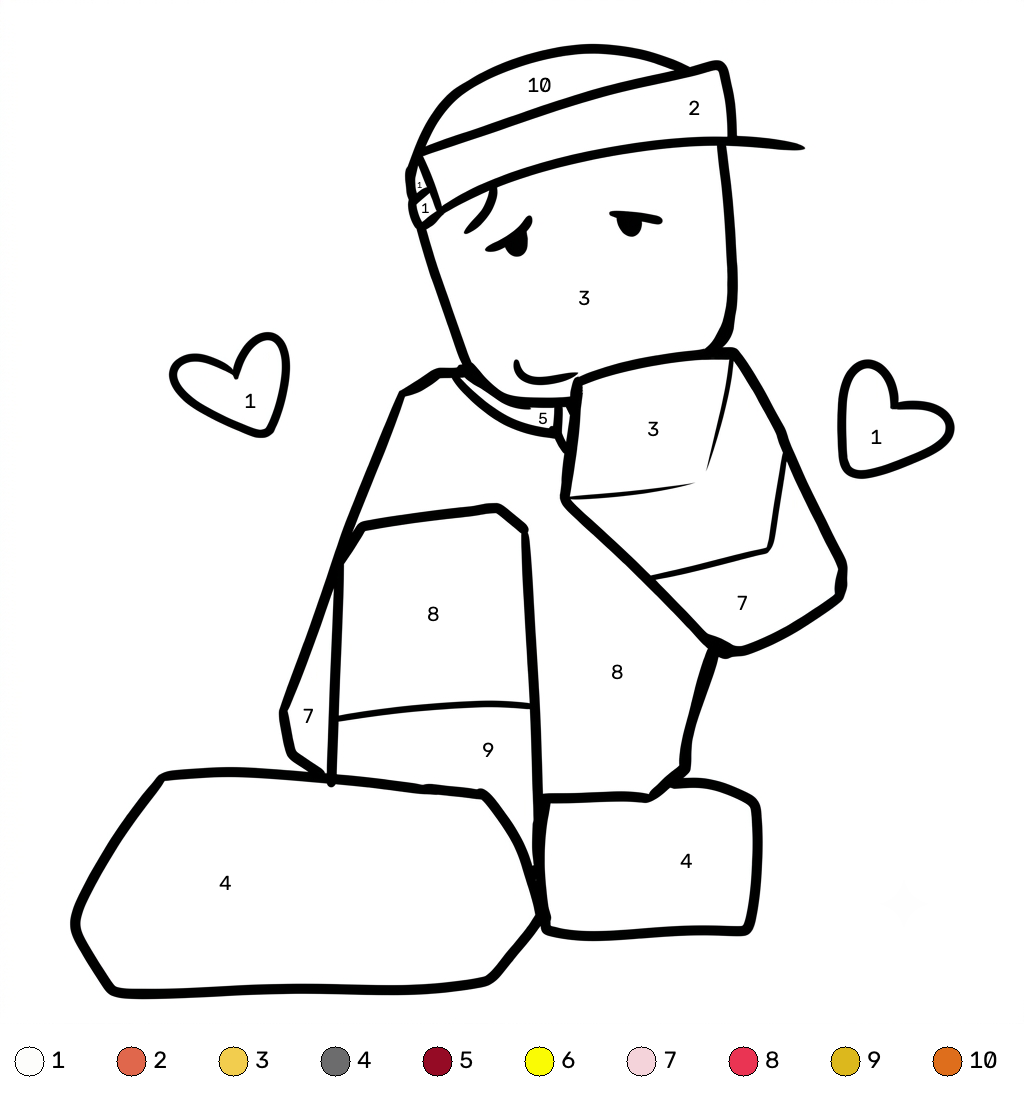 páginas para colorear Elliot Roblox Coloring by Numbers