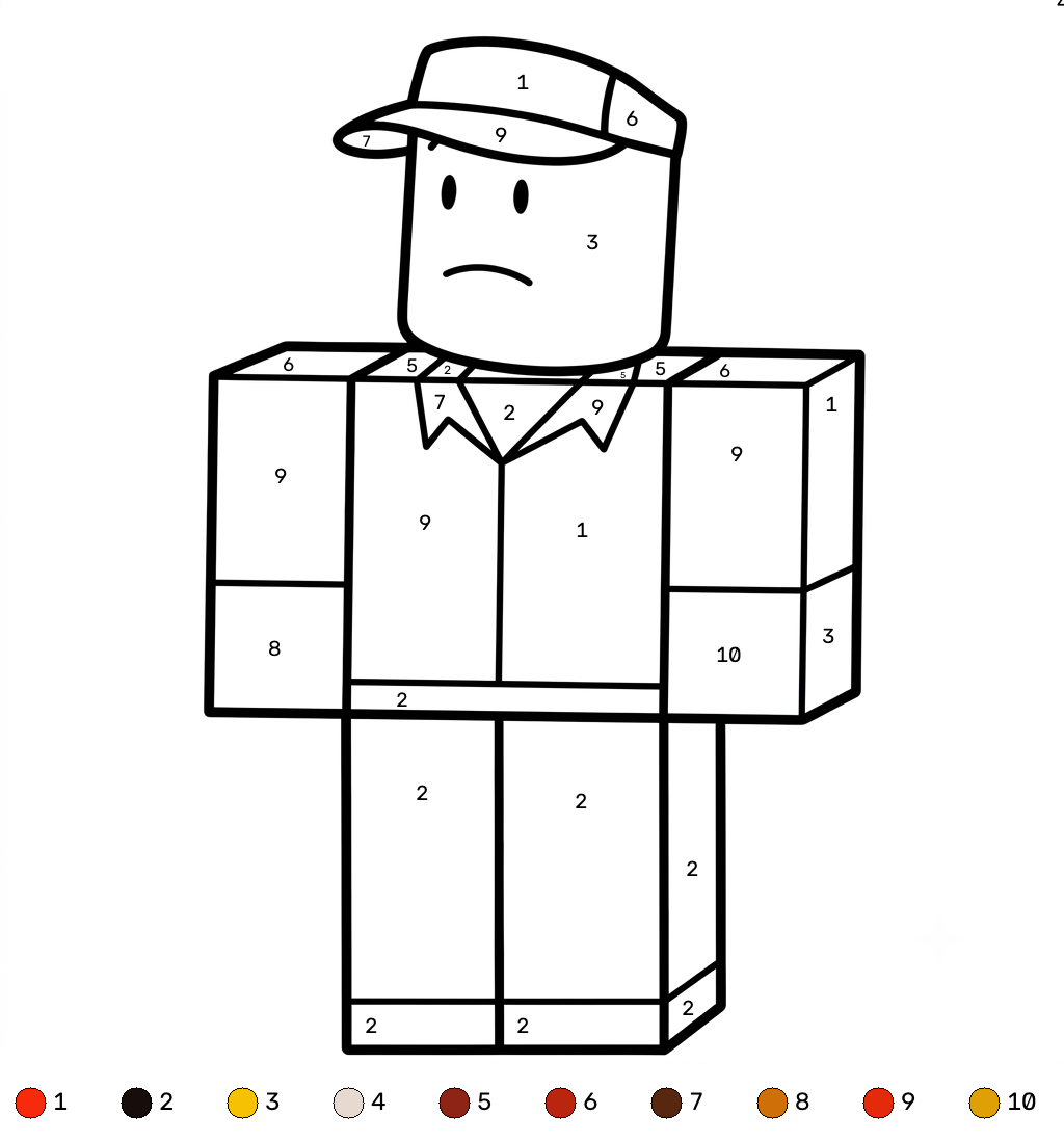 páginas para colorear Elliot Roblox Coloring by Numbers gratis