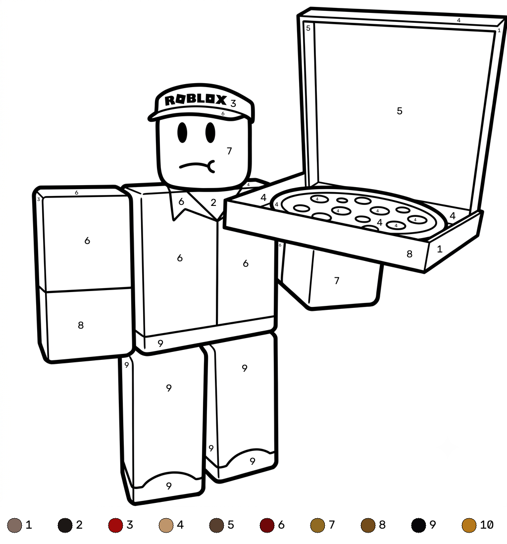niños Elliot Roblox Coloring by Numbers páginas para colorear