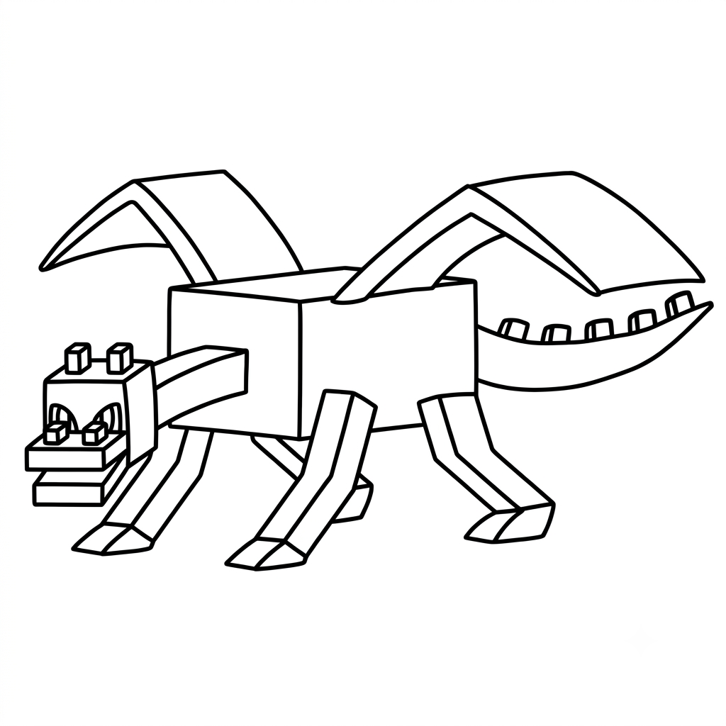 páginas para colorear detalladas de Ender Dragon Minecraft