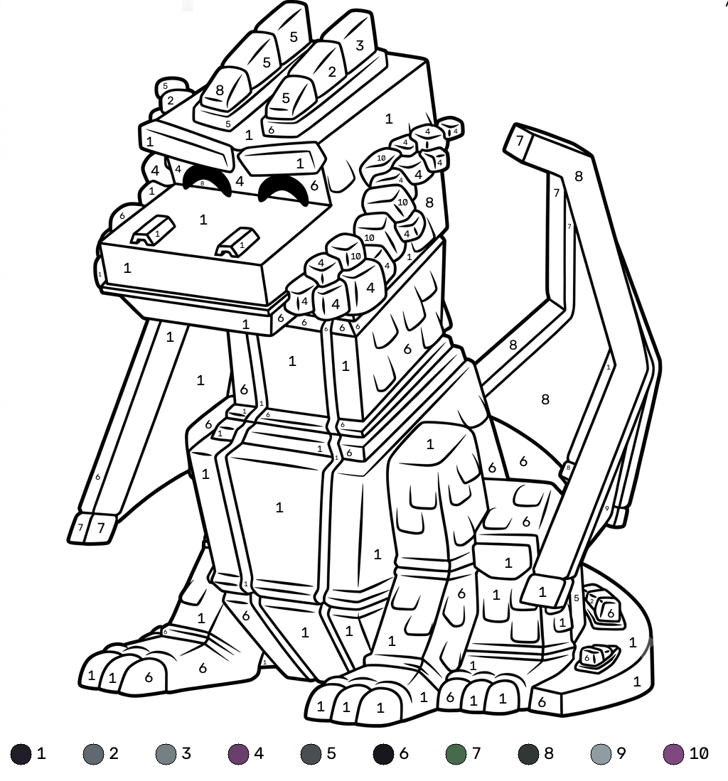 páginas para colorear para adultos Ender Dragon Minecraft coloring by numbers