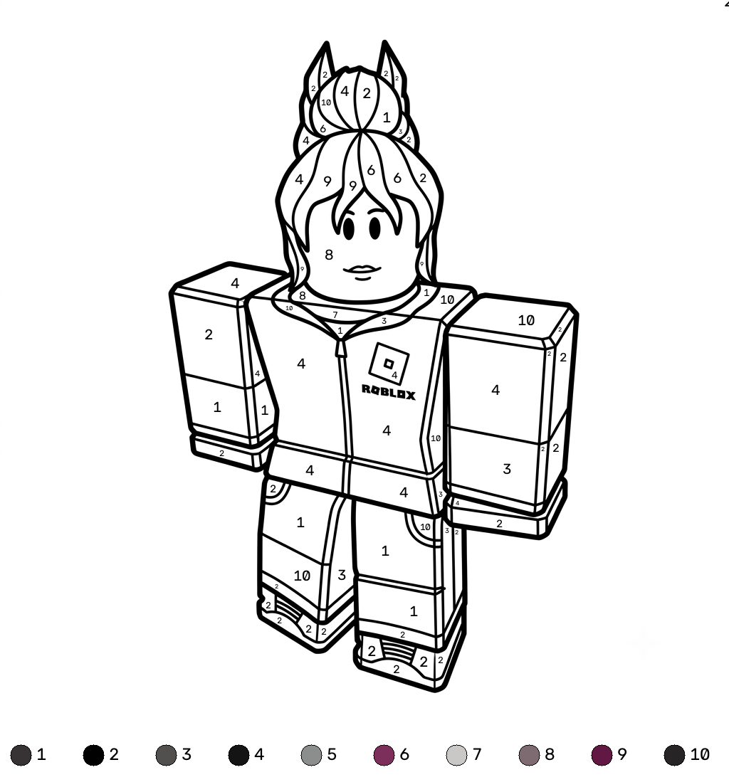 páginas para colorear fáciles de Jane Doe Roblox coloring by numbers