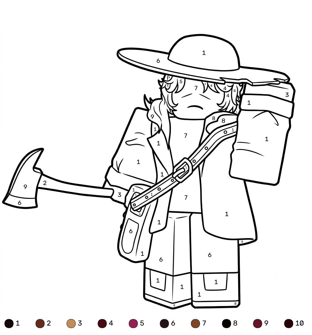 Jane Doe Roblox coloring by numbers para colorear