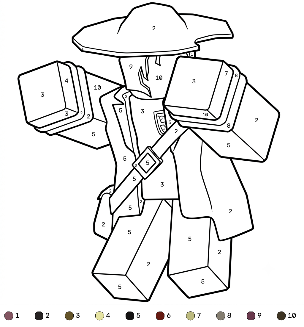 Jane Doe Roblox coloring by numbers páginas para colorear para adultos