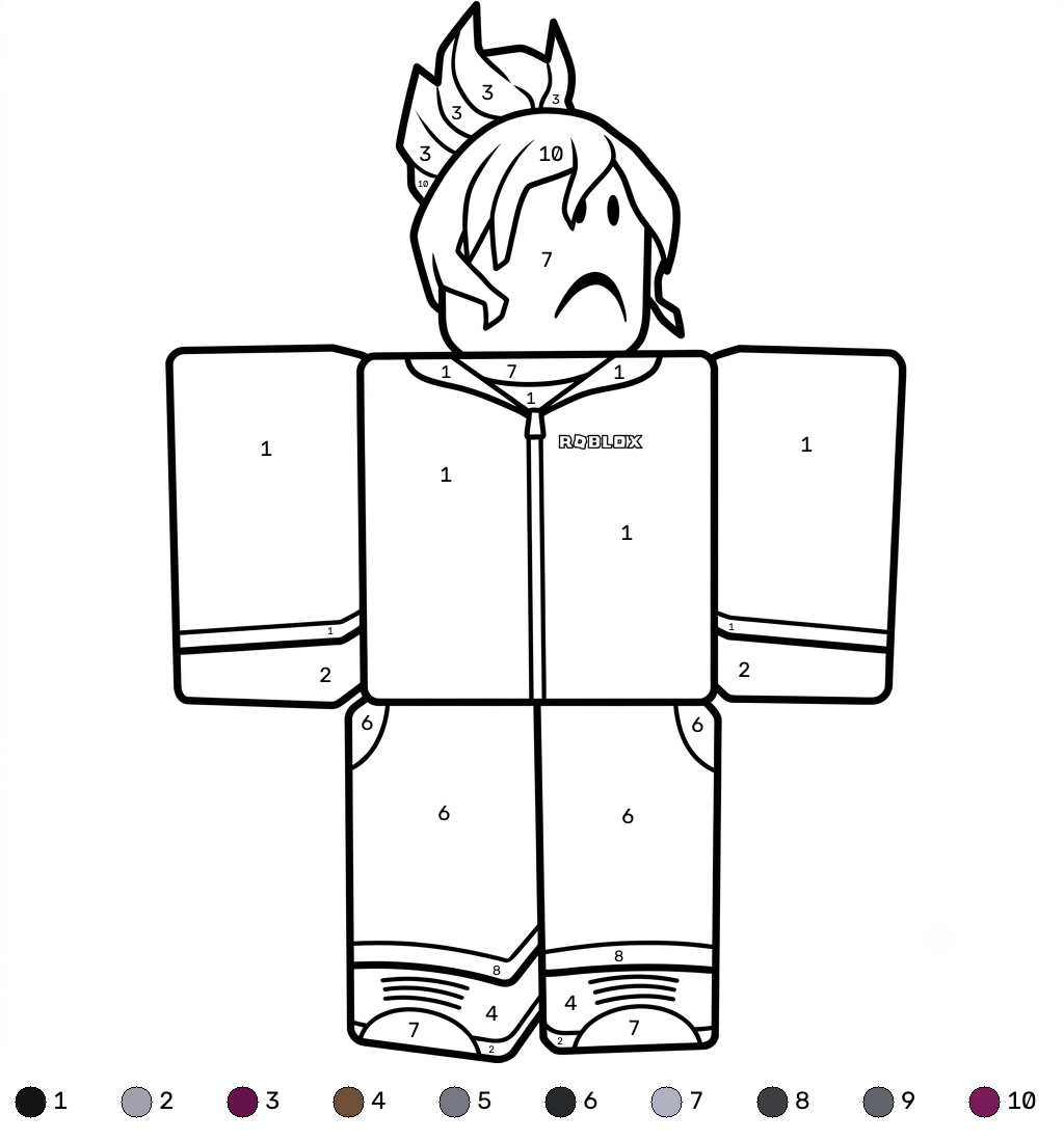 páginas para colorear Jane Doe Roblox coloring by numbers imprimibles gratis 1