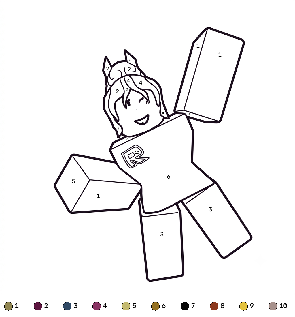 páginas para colorear imprimibles Jane Doe Roblox coloring by numbers para adultos