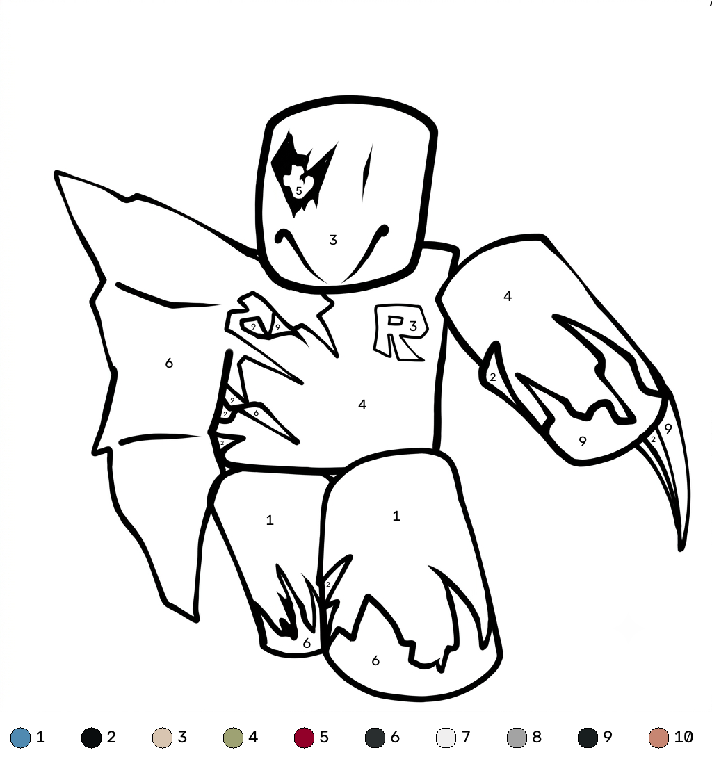 páginas para colorear gratis John Doe Roblox coloring by number pdf