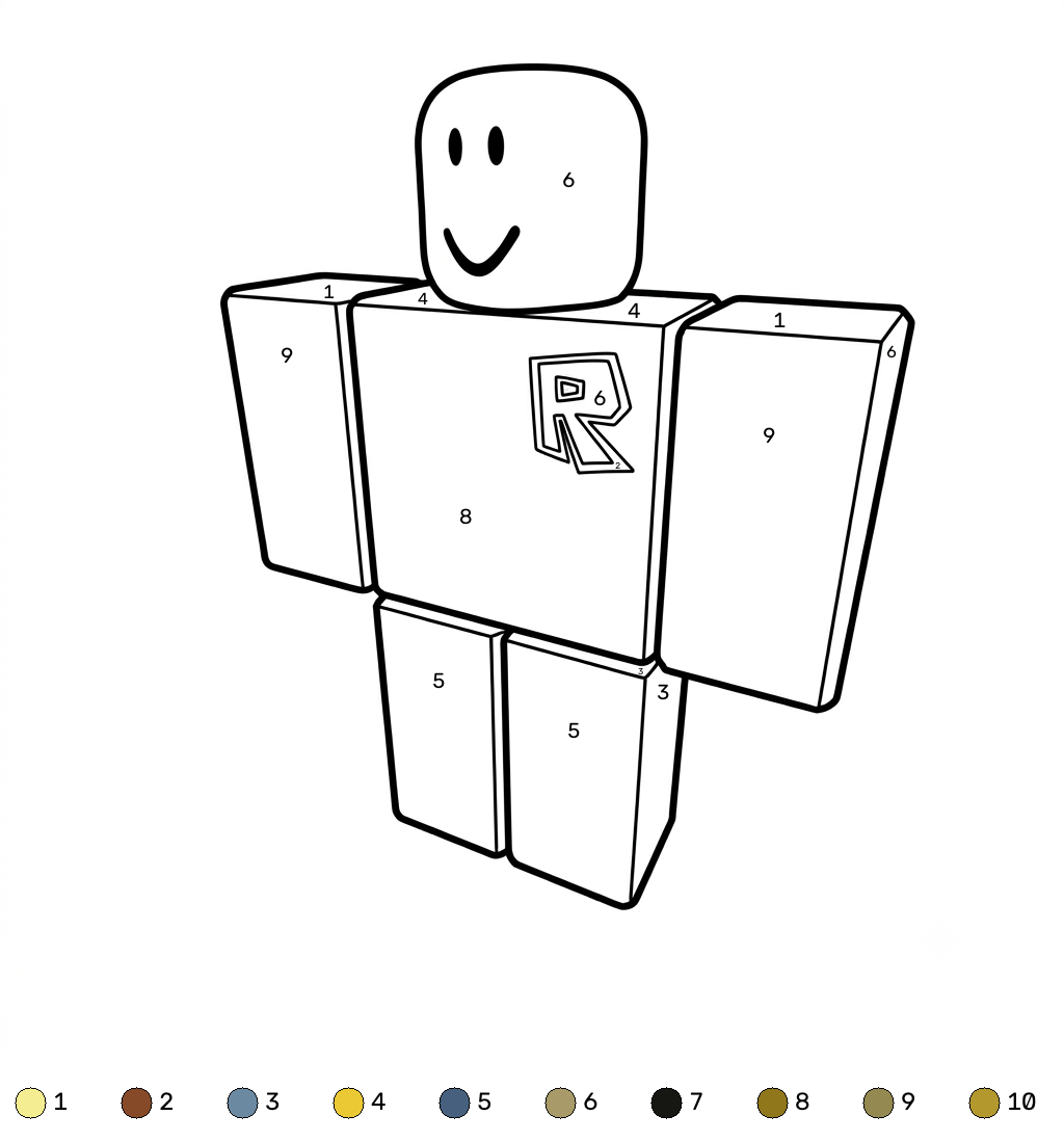 felices páginas para colorear John Doe Roblox coloring by number