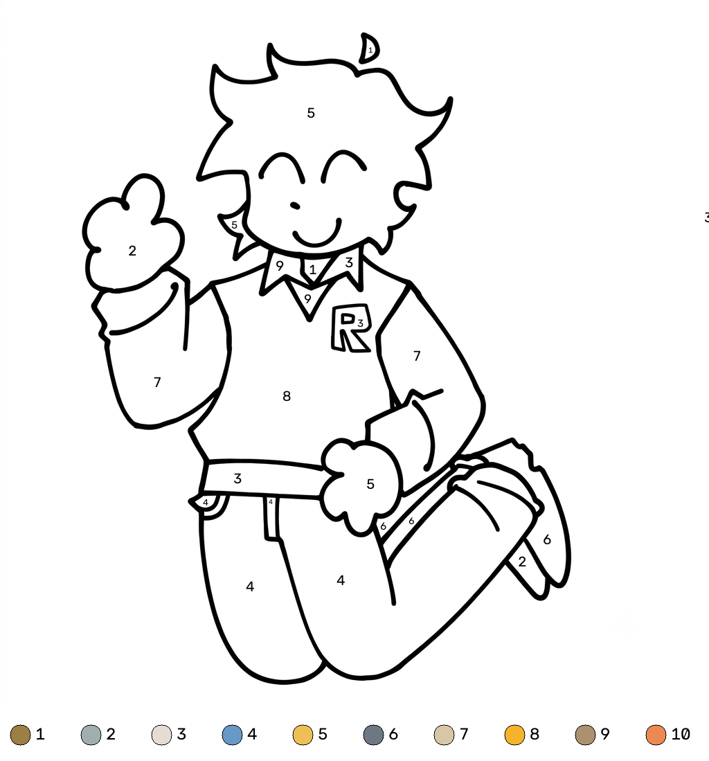 páginas para colorear John Doe Roblox coloring by number imprimibles gratis 1