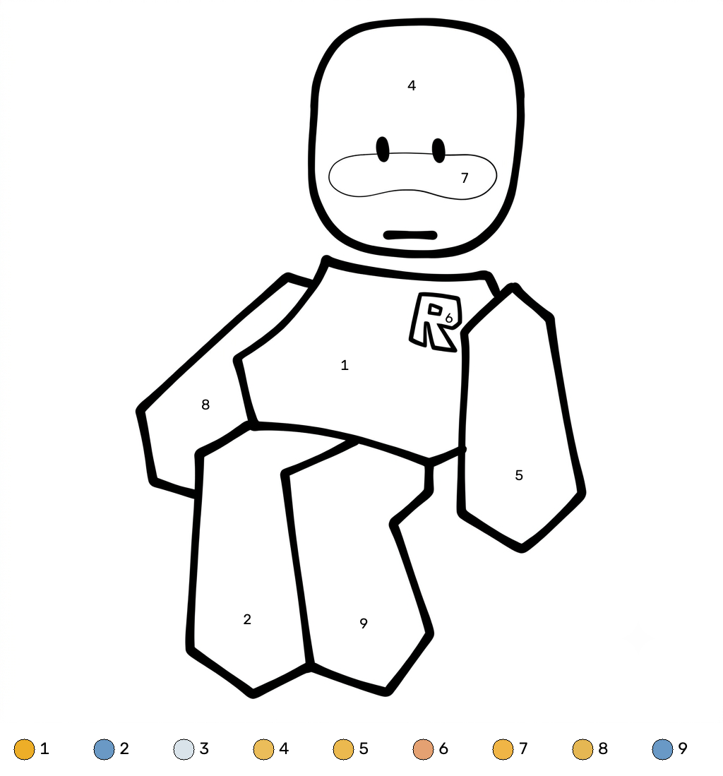 páginas para colorear John Doe Roblox coloring by number imprimibles gratis