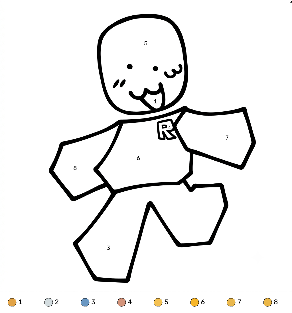 páginas para colorear John Doe Roblox coloring by number gratis