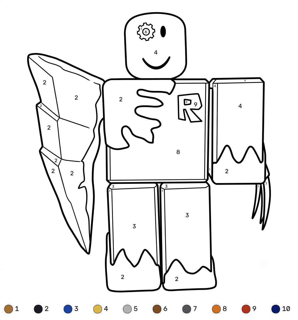 páginas para colorear imprimibles John Doe Roblox coloring by number para adultos