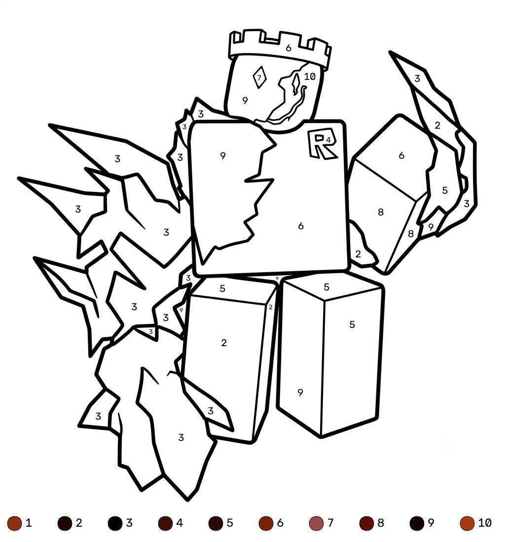 páginas para colorear para niños John Doe Roblox coloring by number