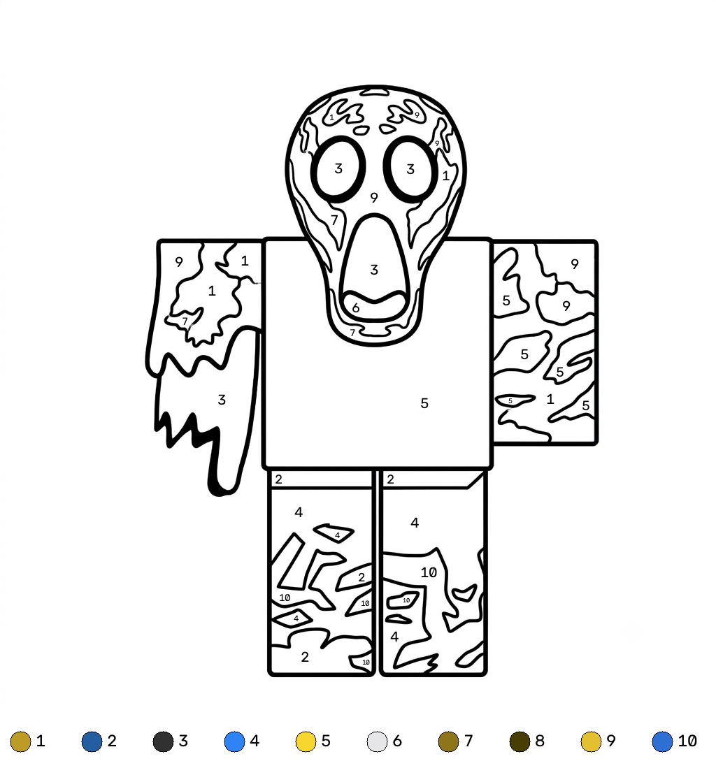 páginas para colorear gratis John Doe Roblox coloring by number para adultos