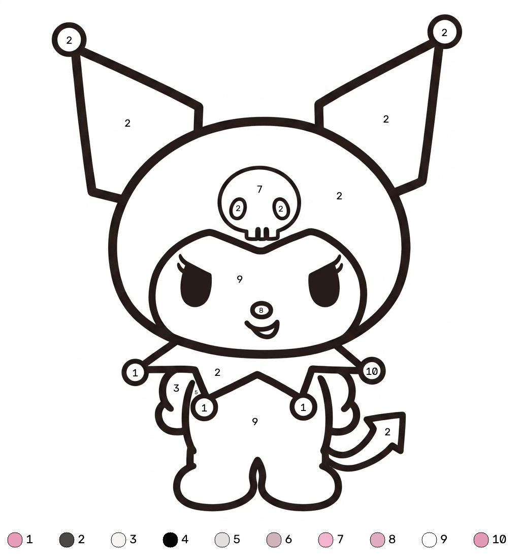 páginas para colorear Kuromi colorear por números imprimibles gratis
