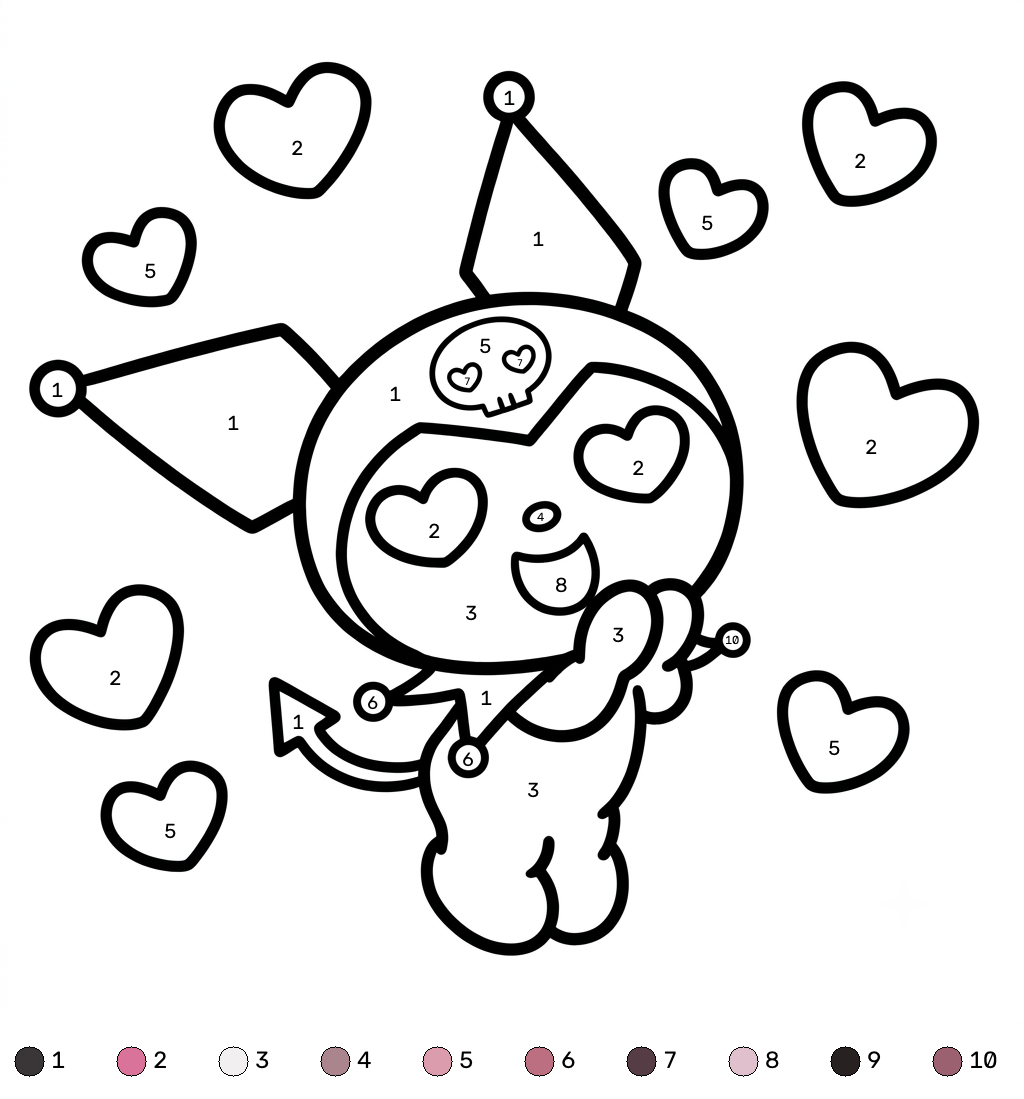 páginas para colorear kawaii lindas Kuromi colorear por números