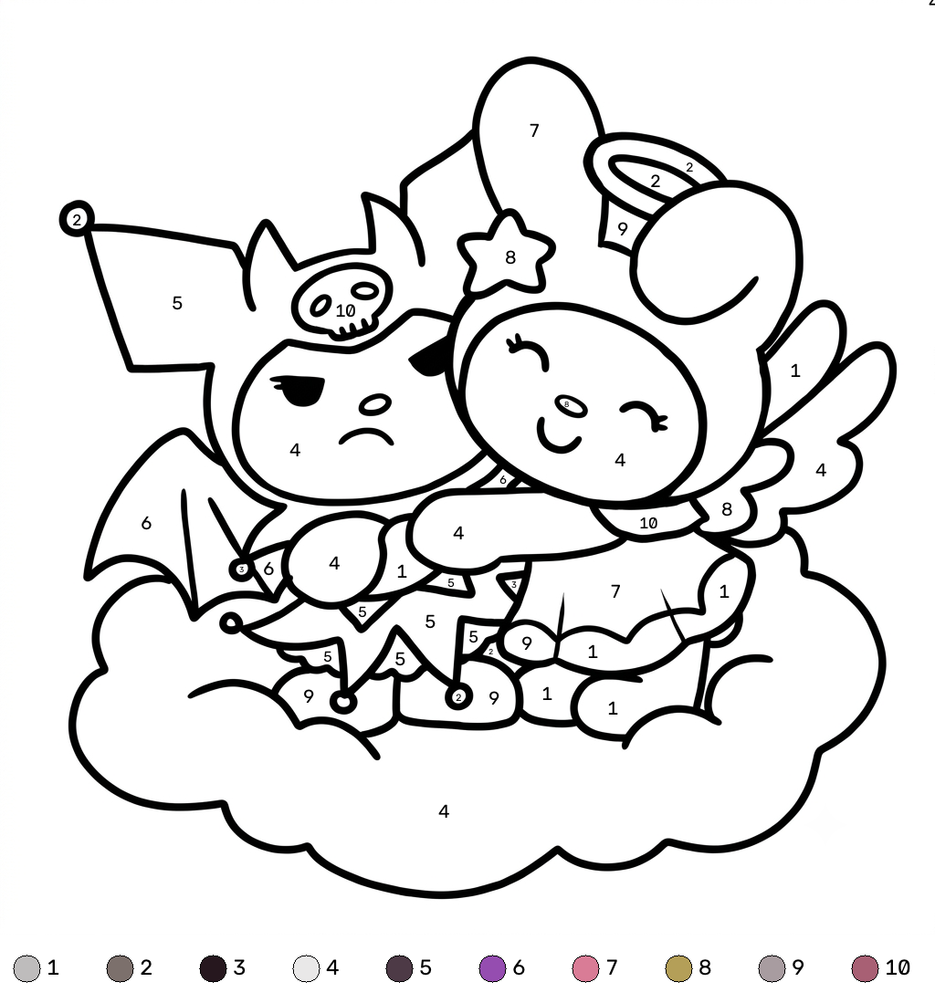 páginas para colorear imprimibles Kuromi colorear por números