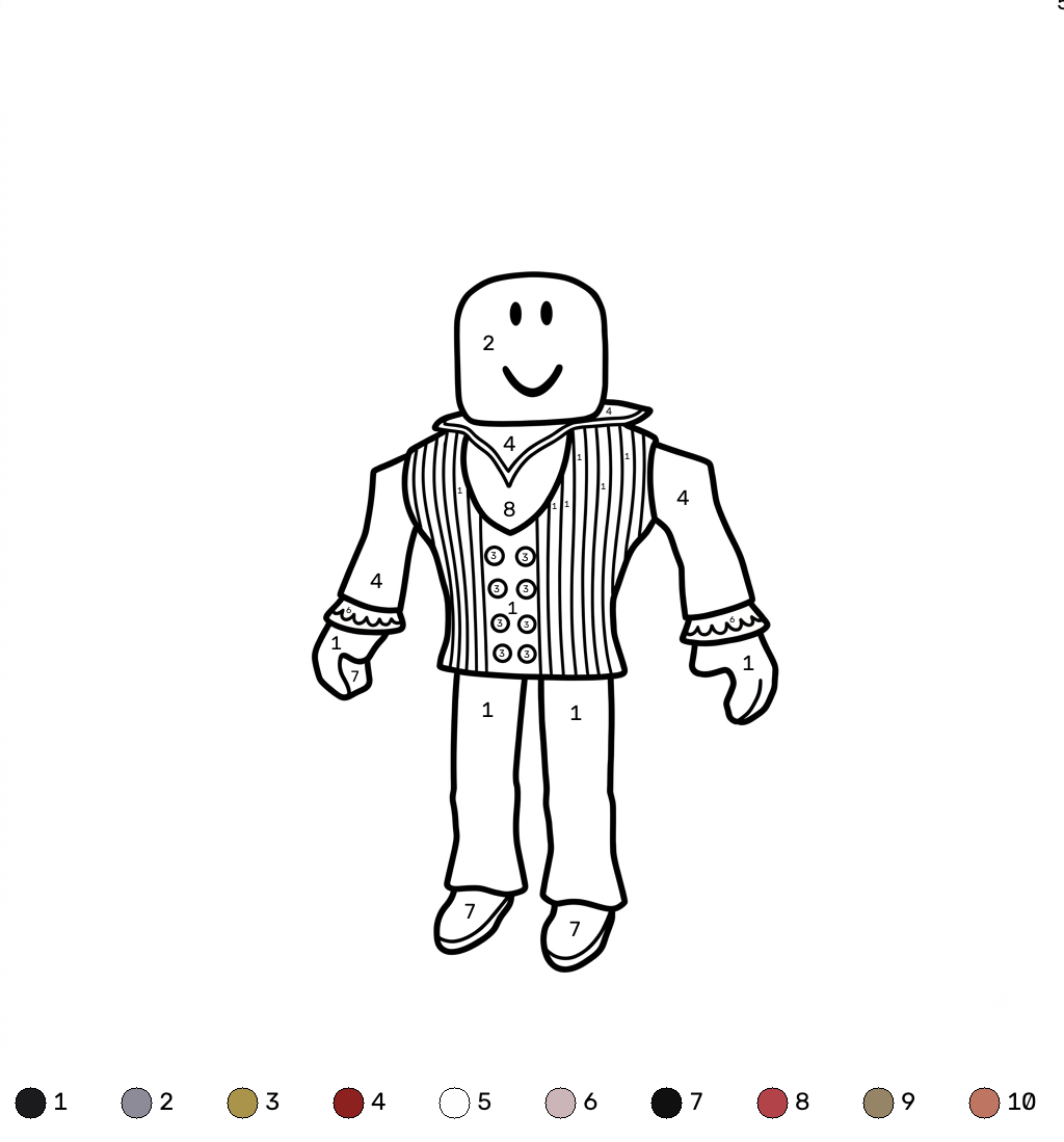 páginas para colorear kawaii lindas Nosferatu Roblox coloring by numbers