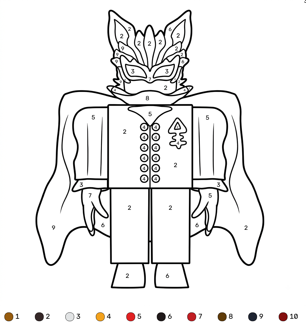 páginas para colorear Nosferatu Roblox coloring by numbers gratis