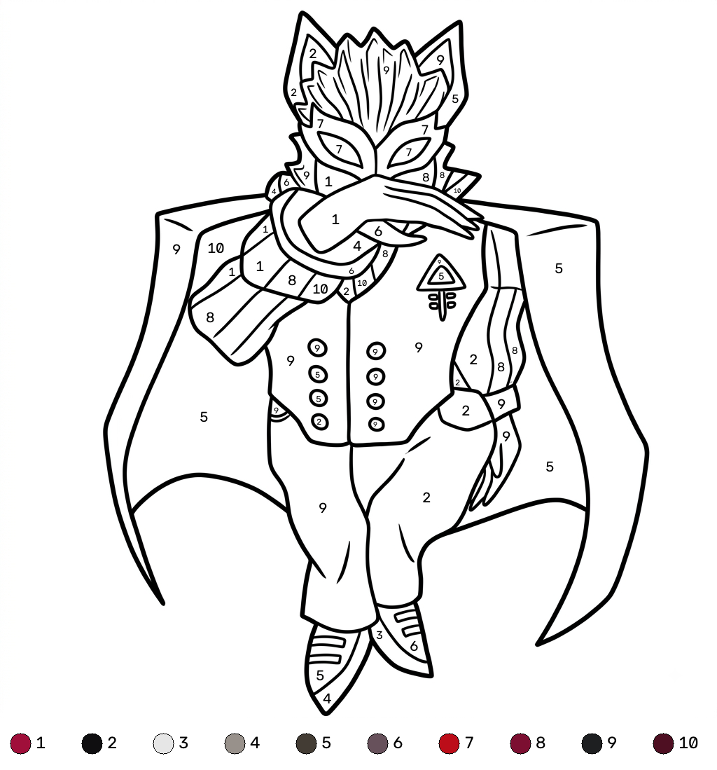páginas para colorear gratis Nosferatu Roblox coloring by numbers pdf