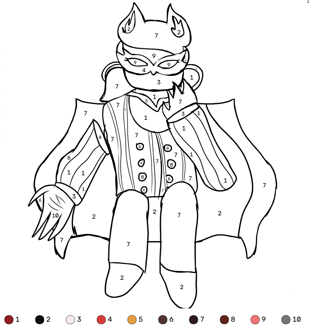 Nosferatu Roblox coloring by numbers páginas para colorear de adornos