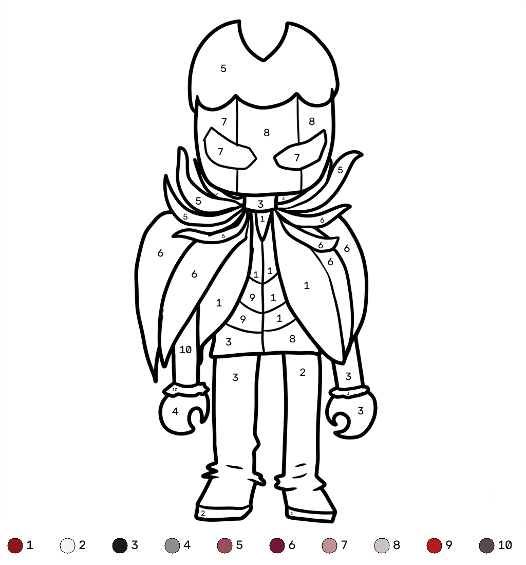 Nosferatu Roblox coloring by numbers páginas para colorear pdf
